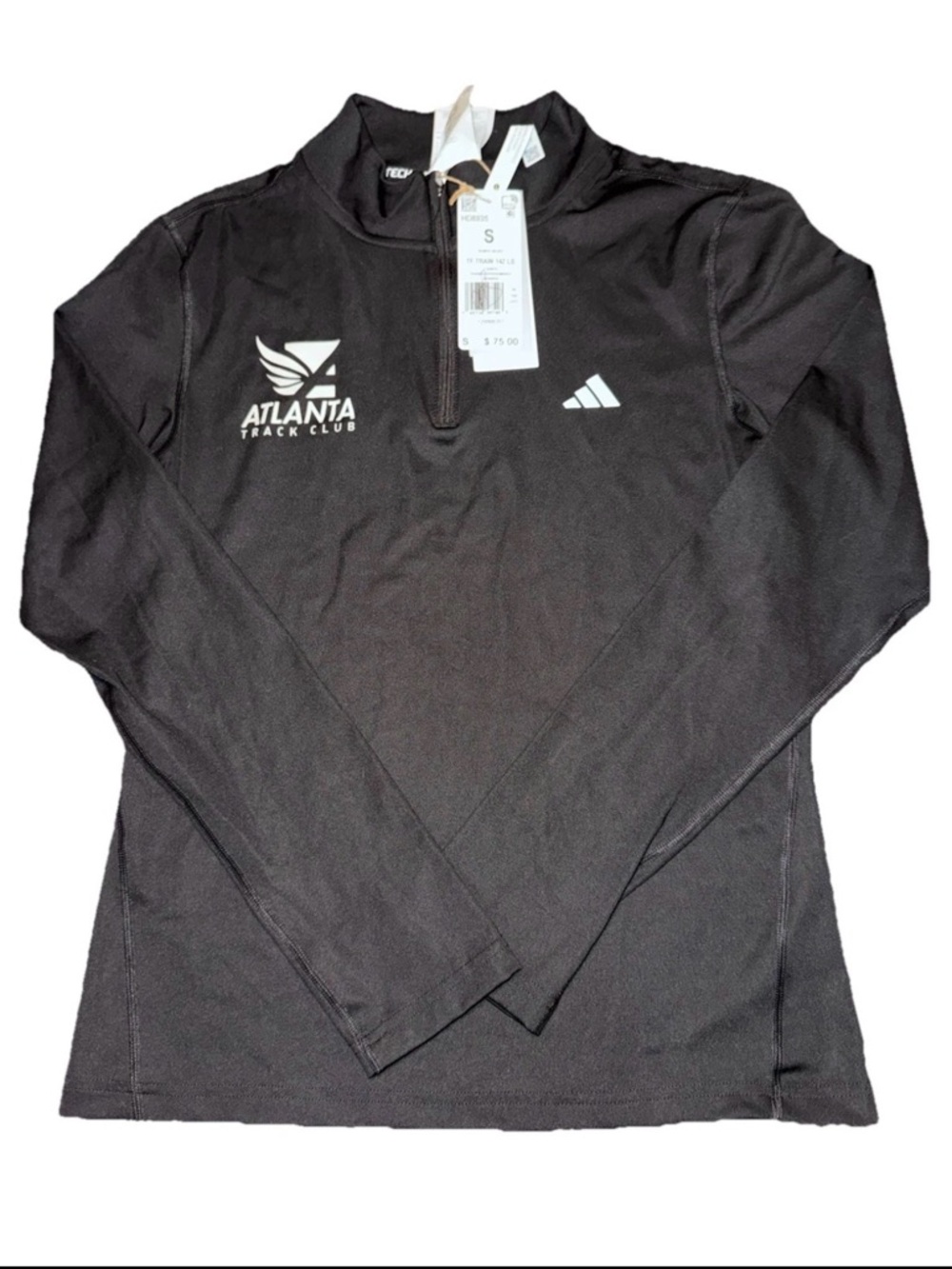 adidas Black Atlanta Track Club Long Sleeve Quarter-Zip Tee